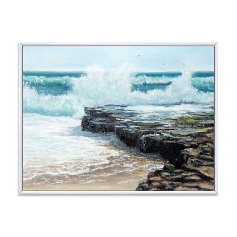 Bless international Wild Waves Breaking On The Shore Framed On